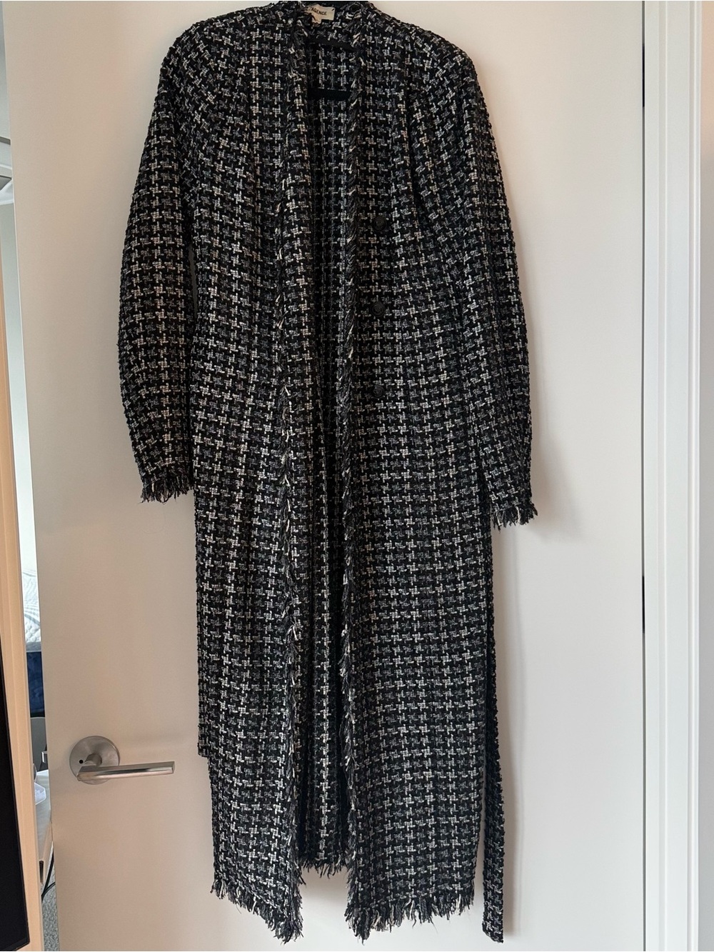 L'AGENCE Oakley Longline Tweed Belted Long Coat jacket - Picture 5 of 16
